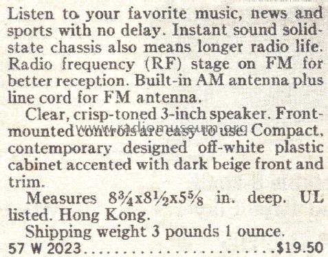 Silvertone 2023 Order= 57W 2023; Sears, Roebuck & Co. (ID = 1733698) Radio