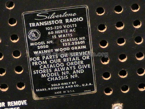 Silvertone 2050 Solid State Ch= 132.52601 Order=57G 2050L; Sears, Roebuck & Co. (ID = 1523471) Radio