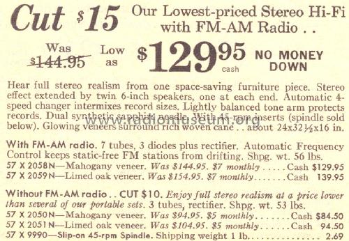 Silvertone 2058 Ch= 528.54140 or 528.54141 Order=57X 2058N; Sears, Roebuck & Co. (ID = 1684837) Radio