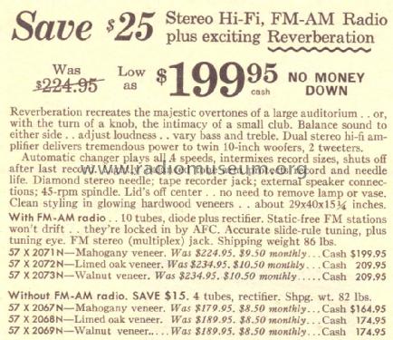 Silvertone 2071 Ch= 528.54160 528.59740 Order=57X 2071N; Sears, Roebuck & Co. (ID = 1684834) Radio