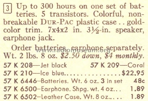 Silvertone All Transistor 500 208 ; Sears, Roebuck & Co. (ID = 1654266) Radio