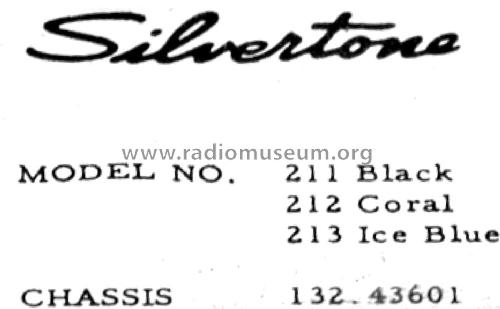 Silvertone 211 Ch= 132.43601 Order=57K 211; Sears, Roebuck & Co. (ID = 1427490) Radio