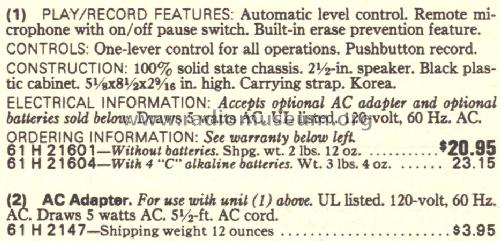 Silvertone 21601 Order= 61H 21601; Sears, Roebuck & Co. (ID = 1610932) R-Player