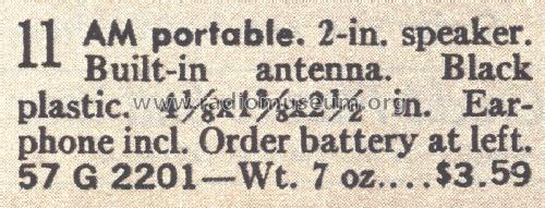 Silvertone 2201 Order= 57H 2201; Sears, Roebuck & Co. (ID = 1676679) Radio