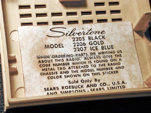 Silvertone 2206 Ch= 132.61101 Order=57G 2206; Sears, Roebuck & Co. (ID = 2473878) Radio