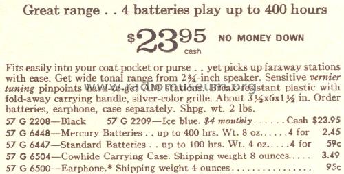 Silvertone 7 Transistor Medalist 2208 Order= 57G 2208; Sears, Roebuck & Co. (ID = 1673934) Radio