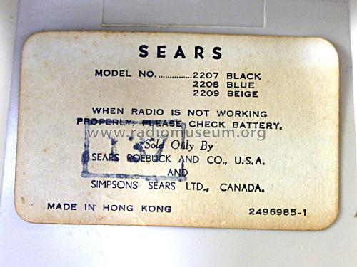 Silvertone 2209 Order= 57G 22091; Sears, Roebuck & Co. (ID = 2280421) Radio