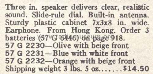 Silvertone 2232 Ch=132.41501 Order= 57H 2232; Sears, Roebuck & Co. (ID = 1676398) Radio