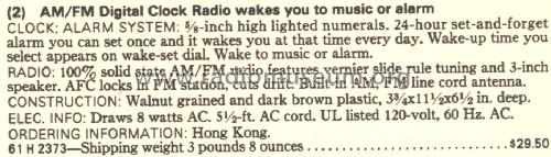 Silvertone 2373 AM/FM Clock Radio Order= 61H 2373; Sears, Roebuck & Co. (ID = 1609357) Radio