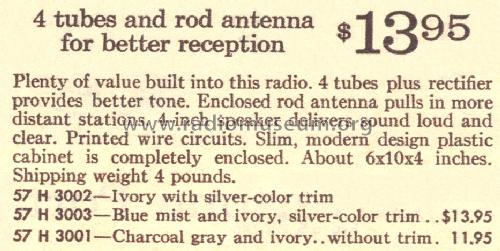 Silvertone 3002 Ch= 132.66701 Order=57H 3002; Sears, Roebuck & Co. (ID = 1650439) Radio