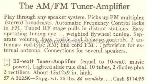 Silvertone 3025 Tuner-Amplifier Order=57A 3025K; Sears, Roebuck & Co. (ID = 1691783) Radio