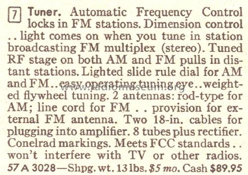 Silvertone Medalist Tuner 3028 Order= 57 A 3028; Sears, Roebuck & Co. (ID = 1691848) Radio