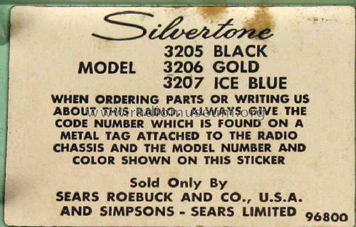 Silvertone 3207 Order=57H 3207; Sears, Roebuck & Co. (ID = 721484) Radio