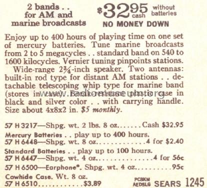 Silvertone 3217 Order=57H 3217; Sears, Roebuck & Co. (ID = 1650954) Radio