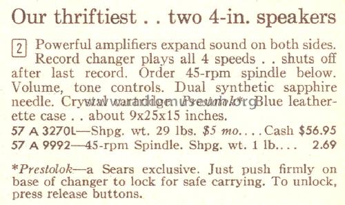 Silvertone 3270 Order=57A 3270L; Sears, Roebuck & Co. (ID = 1695081) R-Player