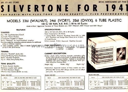 Silvertone Order= 57F 3361 Ch= 109.356 ; Sears, Roebuck & Co. (ID = 1289557) Radio