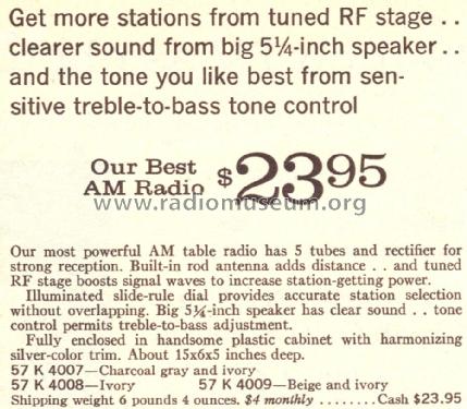 Silvertone 4009 Ch= 132.77201 Order=57K 4009; Sears, Roebuck & Co. (ID = 1690167) Radio