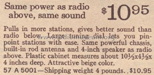 Silvertone 5001 Order=57A 5001; Sears, Roebuck & Co. (ID = 1626164) Radio