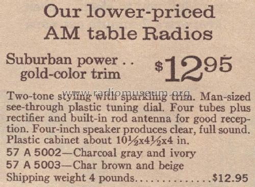 Silvertone 5002 Order=57A 5002; Sears, Roebuck & Co. (ID = 1625062) Radio