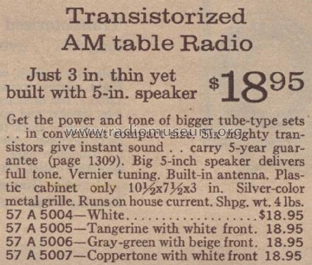 Silvertone 5004 Order=57A 5004; Sears, Roebuck & Co. (ID = 1624930) Radio