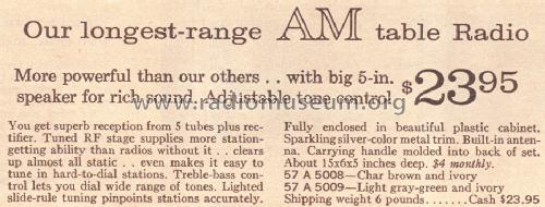 Silvertone 5009 Ch= 132.83601 Order=57A 5009; Sears, Roebuck & Co. (ID = 1623824) Radio