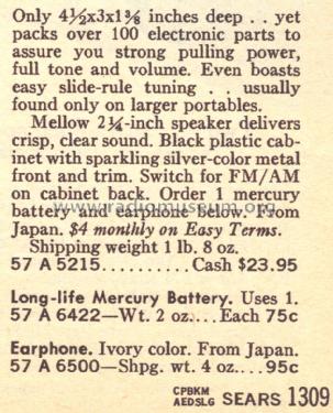 Silvertone 5215 Order=57A 5215; Sears, Roebuck & Co. (ID = 1628615) Radio