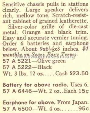 Silvertone 5221 Order=57A 5221; Sears, Roebuck & Co. (ID = 1628643) Radio