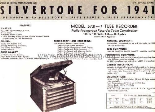 Silvertone 5731 Ch= 109.359; Sears, Roebuck & Co. (ID = 1290752) Radio