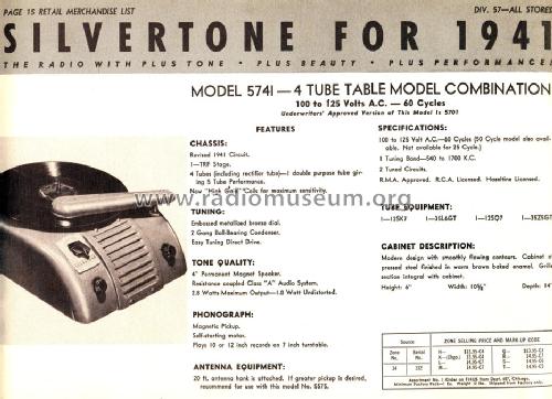 Silvertone Jive Box Order= 57F 5741 Ch= 132.808; Sears, Roebuck & Co. (ID = 1290718) Radio