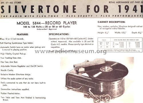 Silvertone 5844 Ch= 100.355; Sears, Roebuck & Co. (ID = 1290754) R-Player