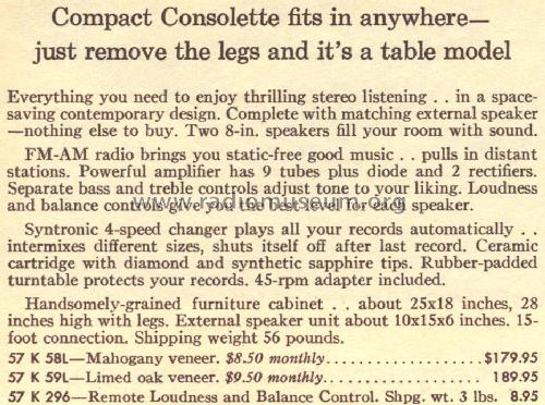 Silvertone 59 Ch= 528.53640 Ch= 528.59480 Order=57K 59L; Sears, Roebuck & Co. (ID = 1665635) Radio