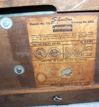 Silvertone 6050 Ch= 132.825-1; Sears, Roebuck & Co. (ID = 1357170) Radio