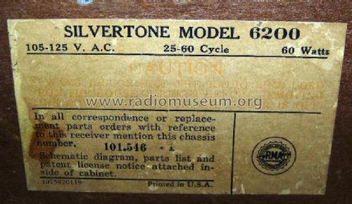 Silvertone 6200 Ch= 101.546; Sears, Roebuck & Co. (ID = 718891) Radio