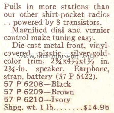 Silvertone 6208 Ch= 132.91301 Order=57P 6208; Sears, Roebuck & Co. (ID = 1697012) Radio