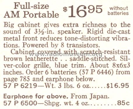 Silvertone 6219 Order=57P 6219; Sears, Roebuck & Co. (ID = 1697428) Radio