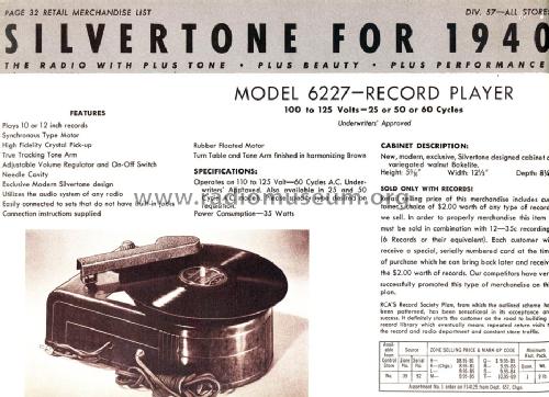 Silvertone 6227 ; Sears, Roebuck & Co. (ID = 1293441) R-Player