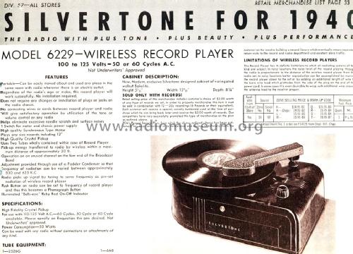 Silvertone 6229 ; Sears, Roebuck & Co. (ID = 1293444) R-Player