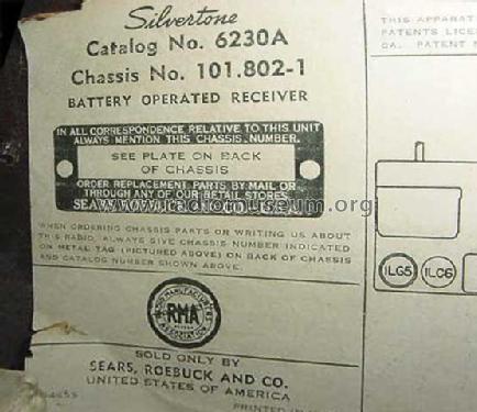 Silvertone 6230A Ch= 101.802-1; Sears, Roebuck & Co. (ID = 265653) Radio