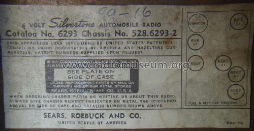 Silvertone 6293 Ch= 528.6293-2; Sears, Roebuck & Co. (ID = 651237) Car Radio