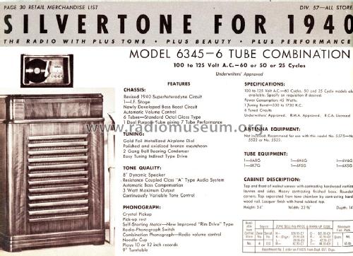 Silvertone Order= 57DM 6345 Ch= 110.982 ; Sears, Roebuck & Co. (ID = 1293410) Radio