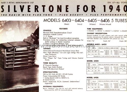 Silvertone 6404 Ch= 101.566-2 ; Sears, Roebuck & Co. (ID = 1291592) Radio