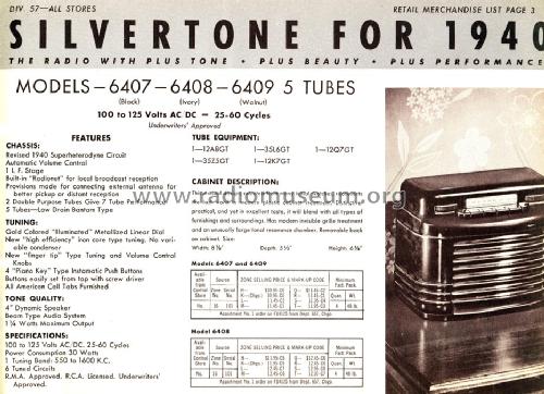 Silvertone Order= 57D 6409 Ch= 101.567-1B; Sears, Roebuck & Co. (ID = 1294089) Radio