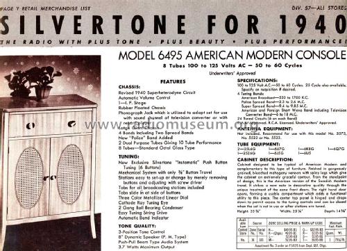 Silvertone 6495 Ch= 101.573; Sears, Roebuck & Co. (ID = 1293400) Radio