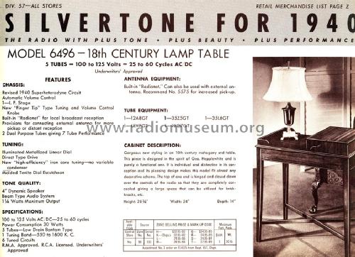 Silvertone 6496 Ch= 101.566 to ; Sears, Roebuck & Co. (ID = 1293402) Radio