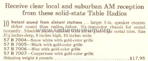 Silvertone 7004 Ch= 132.98801 Order= 57B 7004; Sears, Roebuck & Co. (ID = 1708183) Radio