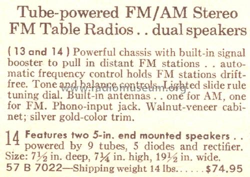 Silvertone 7022 Order= 57B 7022; Sears, Roebuck & Co. (ID = 1708695) Radio