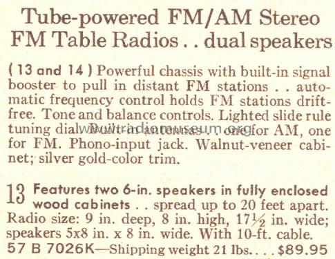 Silvertone 7026 Order= 57B 7026K; Sears, Roebuck & Co. (ID = 1708217) Radio