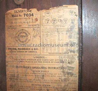 Silvertone 7034 Ch= 100.363,; Sears, Roebuck & Co. (ID = 816153) Radio