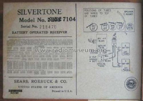 Silvertone 7104 Ch= 101.644; Sears, Roebuck & Co. (ID = 284942) Radio