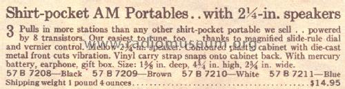 Silvertone 7208 Order= 57B 7208; Sears, Roebuck & Co. (ID = 1709878) Radio